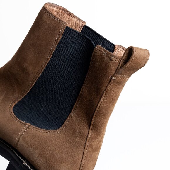 Madewell The Carina Platform Chelsea Boot Leather Brown Burled Wood - Picture 9 of 13